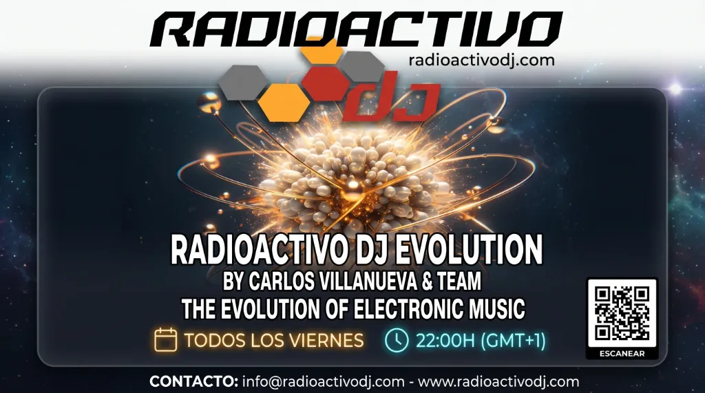 Cartel oficial del programa Radioactivo DJ Evolution en 40.200 Radio Villa