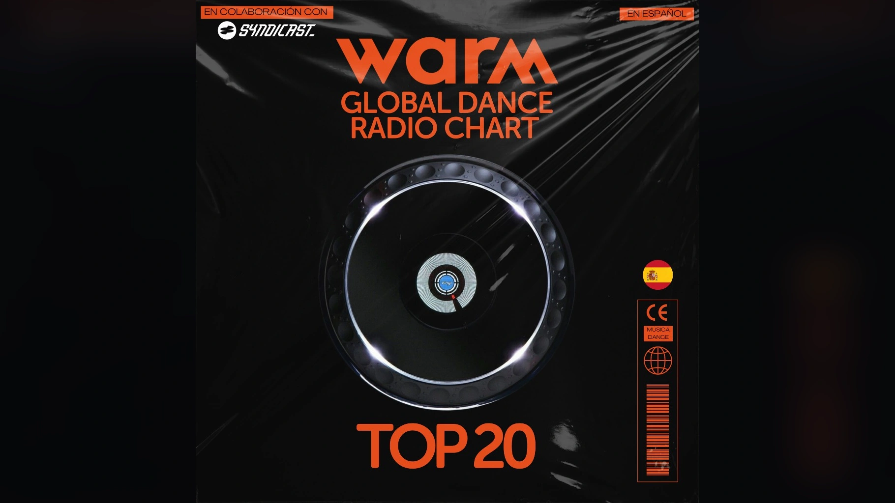 Cartel oficial de WARM Global Dance Radio Chart en 40.200 Radio Villa